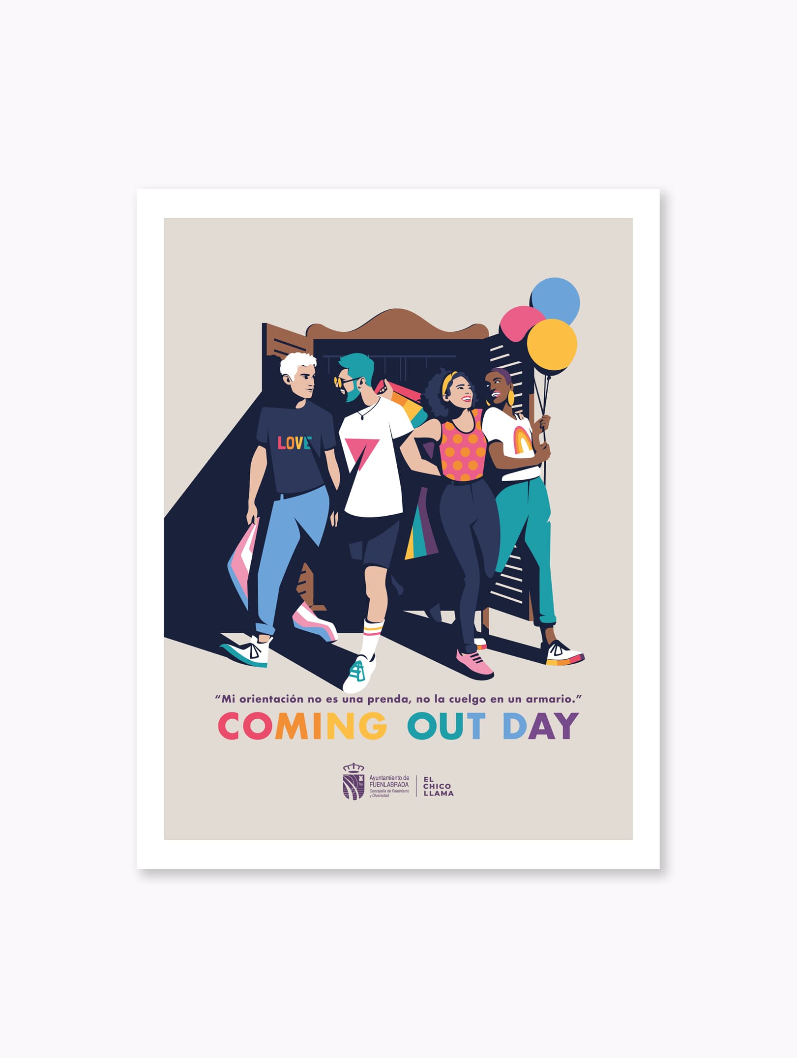 Ilustración para el Coming Out Day - Concejalía de Feminismo y Diversidad del Ayuntamiento de Fuenlabrada.