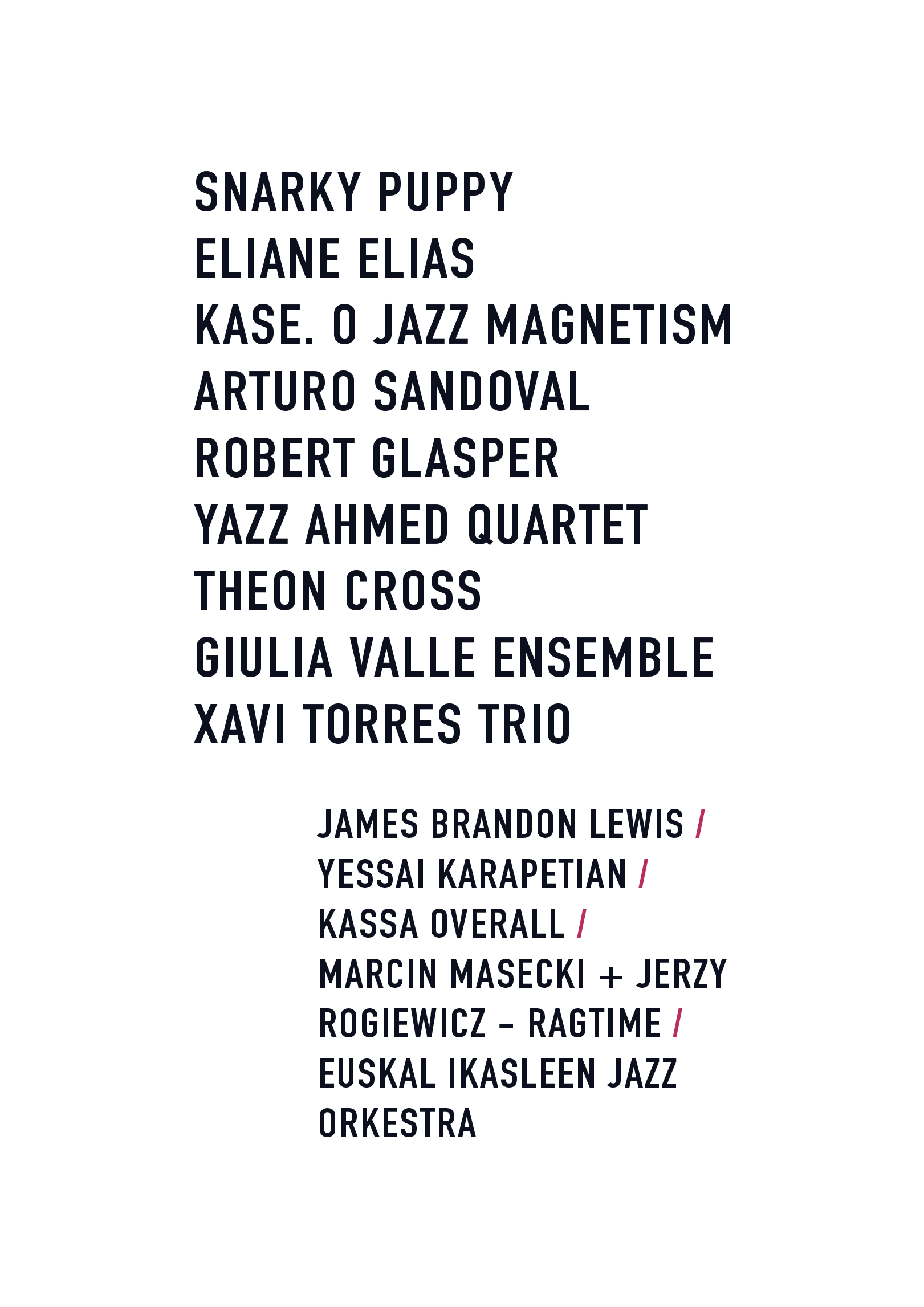 Listado de músicos del Festival de Jazz de Vitoria-Gasteiz 2022